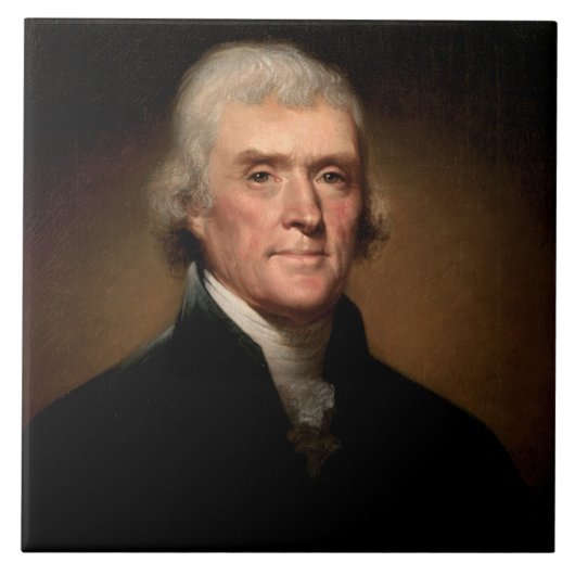 Portret van Thomas Jefferson (van Rembrandt Peale) Tegeltje (Voorkant)