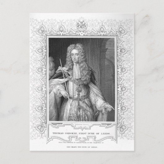 Portret van Thomas Osborne, graving Briefkaart (Voorkant)