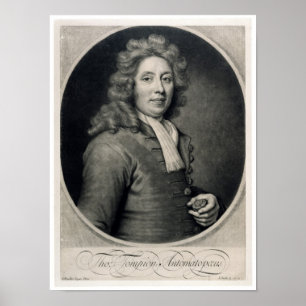 Portret van Thomas Tompion gegraveerd door John Poster