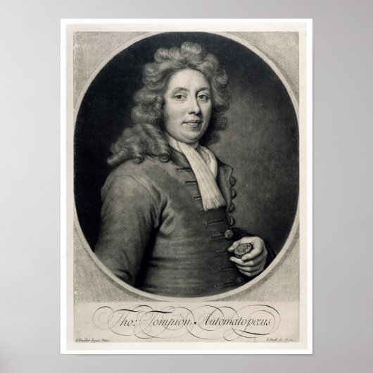 Portret van Thomas Tompion gegraveerd door John Poster (Voorkant)