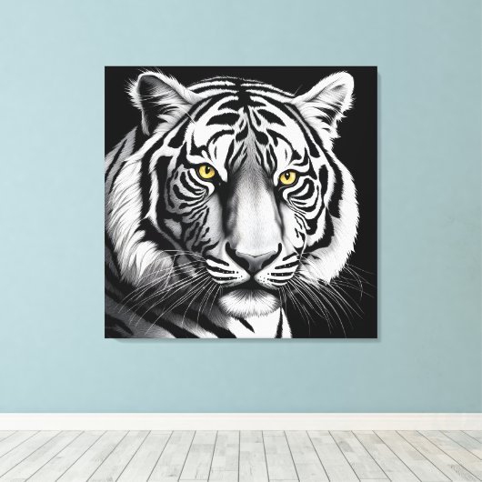 Portret van tijger canvas afdruk (Insitu (Houten vloer))