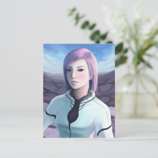 Portret van Trisha - Futuristisch meisje schildere Briefkaart (Staand voorkant)