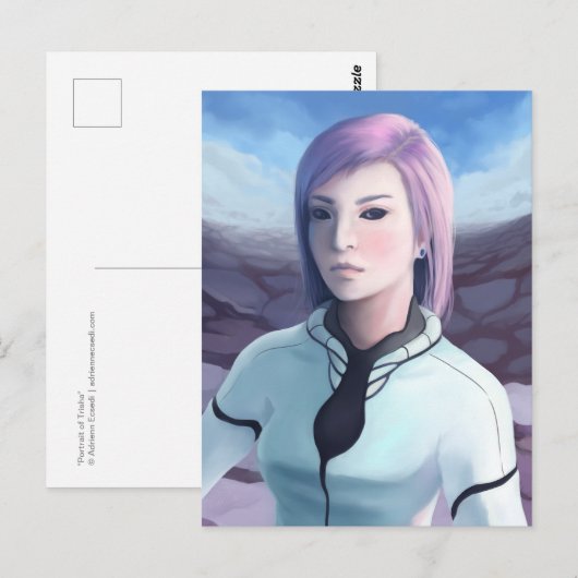 Portret van Trisha - Futuristisch meisje schildere Briefkaart (Voorkant / Achterkant)