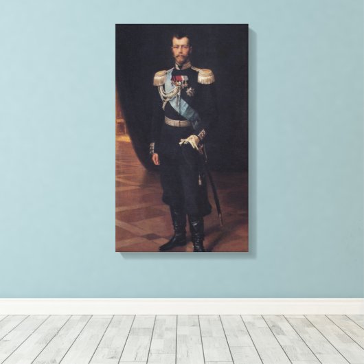 Portret van tsaar Nicolaas II (door Albert Edelfel Canvas Afdruk (Insitu (Houten vloer))