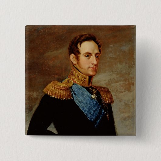 Portret van Tsar Nicholas I 1826 Vierkante Button 5,1 Cm (Voorkant)
