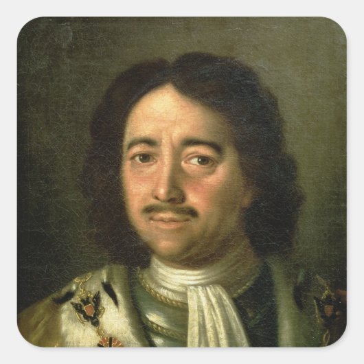 Portret van Tsar Peter I de Grote 1772 Vierkante Sticker (Voorkant)
