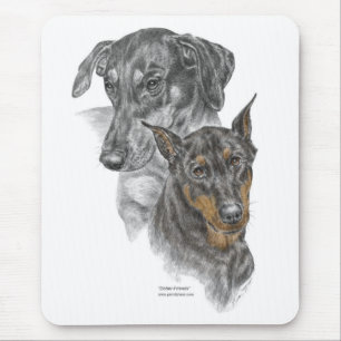 Portret van Twee Dobermans Muismat