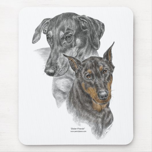 Portret van Twee Dobermans Muismat (Voorkant)
