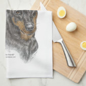 Portret van Twee Dobermans Theedoek (Quarter Fold)