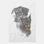 Portret van Twee Dobermans Theedoek (Verticaal)