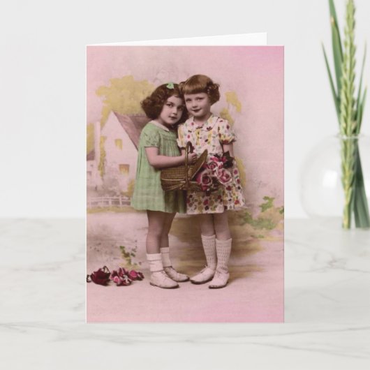 Portret van Twee Jonge Franse Meisjes Kaart (Voorkant)