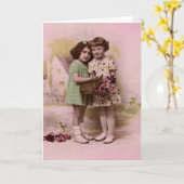 Portret van Twee Jonge Franse Meisjes Kaart (Gele Bloem)