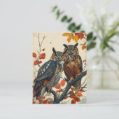 portret van twee uilen briefkaart (Staand voorkant)