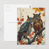 portret van twee uilen briefkaart (Voorkant / Achterkant)