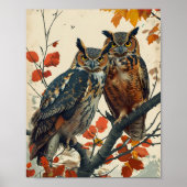  portret van twee uilen poster (Voorkant)