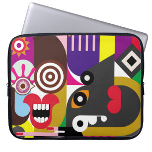 Portret van twee vrouwen - kleurenillustratie. Vro Laptop Sleeve
