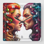 Portret van twee vrouwen vierkante klok (Voorkant)