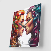 Portret van twee vrouwen vierkante klok (Hoek)