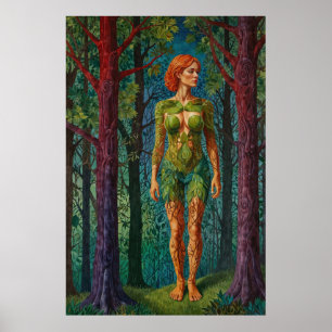 “Portret van Viridra” - Aderen van het Bladerdak Poster