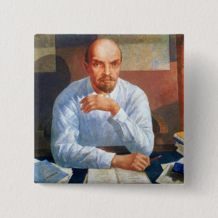 Portret van Vladimir Ilyich Lenin, 1934 Vierkante Button 5,1 Cm