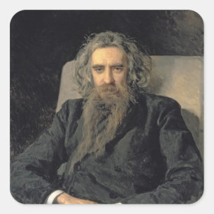 Portret van Vladimir Sergeyevich Solovyov, 1895 Vierkante Sticker