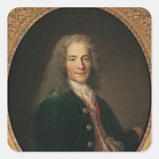 Portret van Voltaire na 1718 Vierkante Sticker (Voorkant)