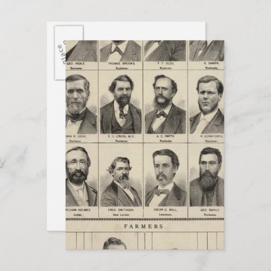 Portret van vroegtijdige kolonisten en landbouwers briefkaart (Voorkant / Achterkant)