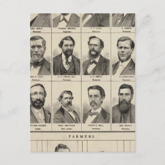 Portret van vroegtijdige kolonisten en landbouwers briefkaart (Voorkant)