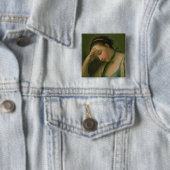 Portret van vrouw 2 vierkante button 5,1 cm (In situ)