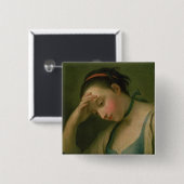 Portret van vrouw 2 vierkante button 5,1 cm (Voorkant /achterkant)