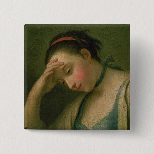 Portret van vrouw 2 vierkante button 5,1 cm (Voorkant)