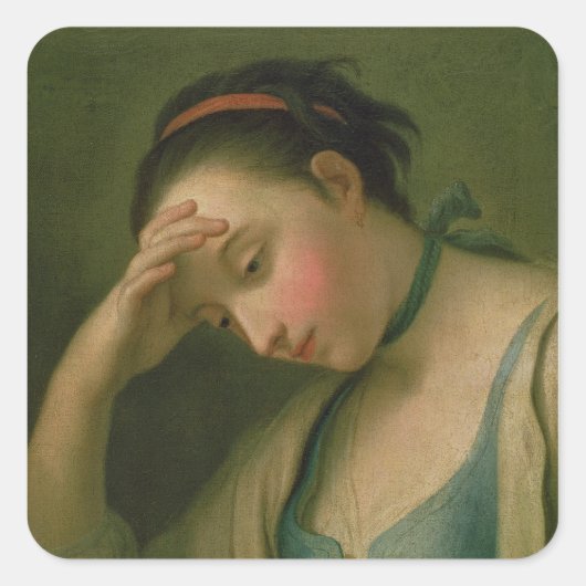 Portret van vrouw 2 vierkante sticker (Voorkant)