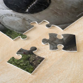 portret van vrouw football player die haar bindt legpuzzel (Zijkant)