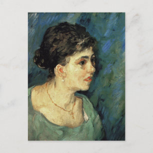 Portret van Vrouw in Blauw, Van Gogh Fine Art Briefkaart
