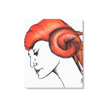 Portret van vrouw met oranje sinaasappel haar Pop 