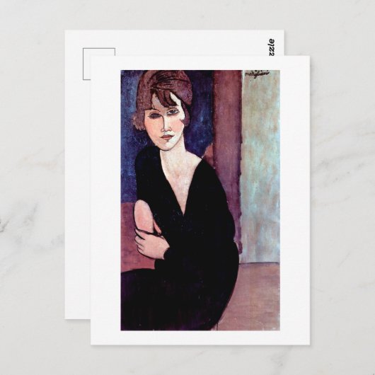 Portret van Vrouw, Modigliani Briefkaart (Voorkant / Achterkant)