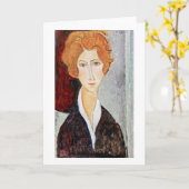 Portret van Vrouw, Modigliani Kaart (Gele Bloem)