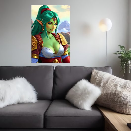 Portret van vrouwen of elf hybride | AI Art. Poster