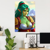 Portret van vrouwen of elf hybride | AI Art. Poster (Thuiskantoor)