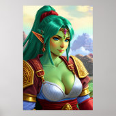 Portret van vrouwen of elf hybride | AI Art. Poster (Voorkant)