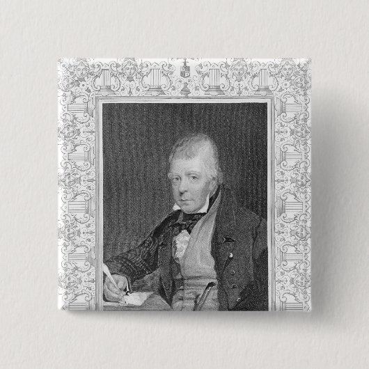 Portret van Walter Scott Vierkante Button 5,1 Cm (Voorkant)