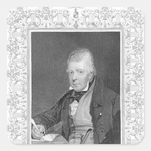 Portret van Walter Scott Vierkante Sticker (Voorkant)