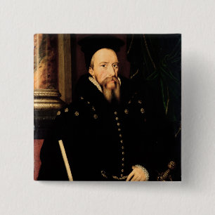 Portret van William Cecil Vierkante Button 5,1 Cm