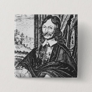Portret van William Lilly (1602-81) van zijn 'Chr' Vierkante Button 5,1 Cm