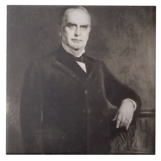 Portret van William McKinley (litho) Tegeltje (Voorkant)