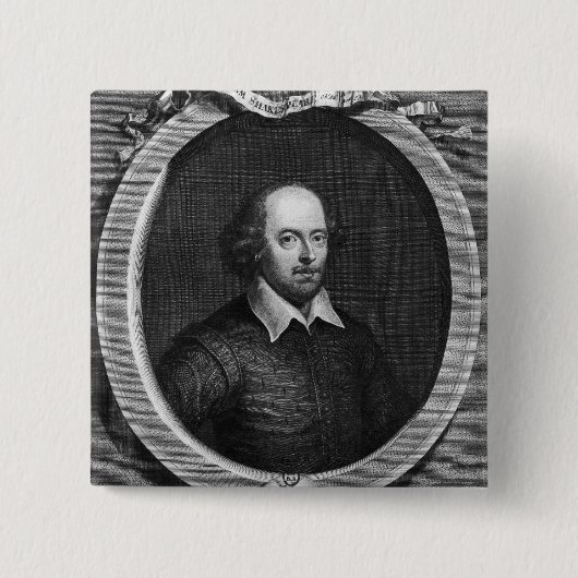 Portret van William Shakespeare 1719 Vierkante Button 5,1 Cm (Voorkant)