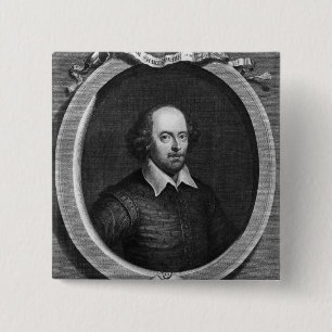 Portret van William Shakespeare 1719 Vierkante Button 5,1 Cm