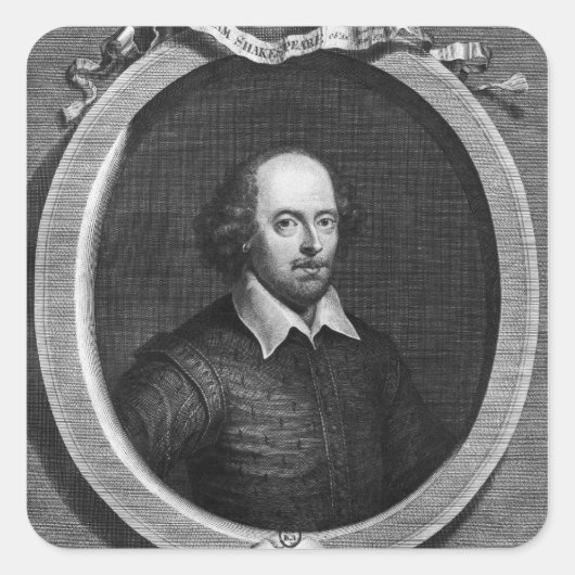 Portret van William Shakespeare 1719 Vierkante Sticker (Voorkant)
