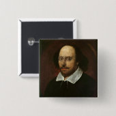 Portret van William Shakespeare c.1610 Vierkante Button 5,1 Cm (Voorkant /achterkant)