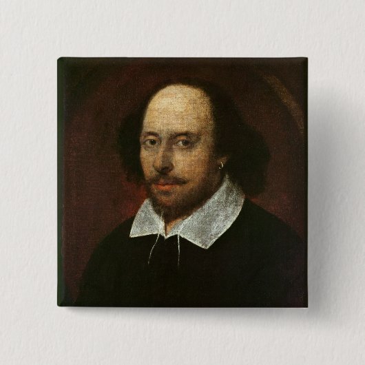 Portret van William Shakespeare c.1610 Vierkante Button 5,1 Cm (Voorkant)